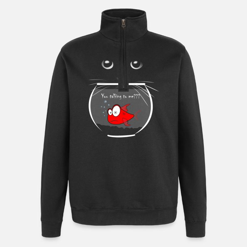 poisson rouge - Sweat à zip 1/4 - noir