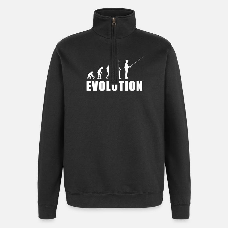 EVOLUTION Fischer Angler Geschenk - Quarter-Zip-Sweatshirt - Schwarz