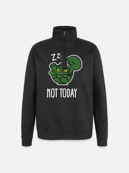 Not today - cute sleeping lazy turtle, baby - Quarter-Zip Sweatshirt - black