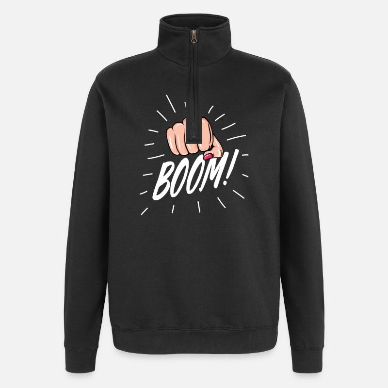 Strip Pop mit weiblicher Faust - Quarter-Zip-Sweatshirt - Schwarz