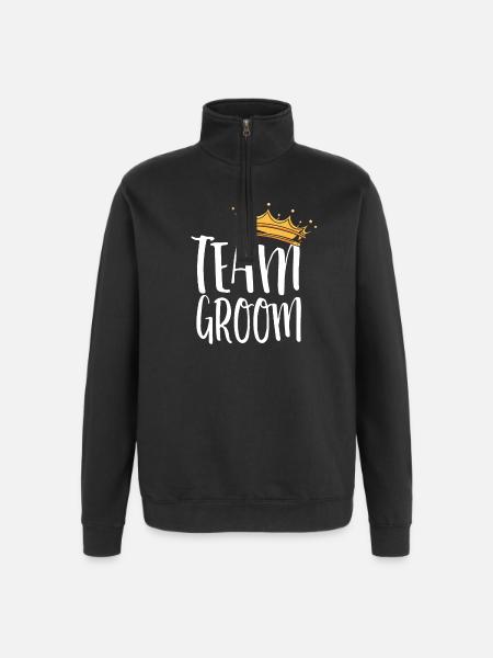 Team Groom Crown Design - Quarter-Zip Sweatshirt - black