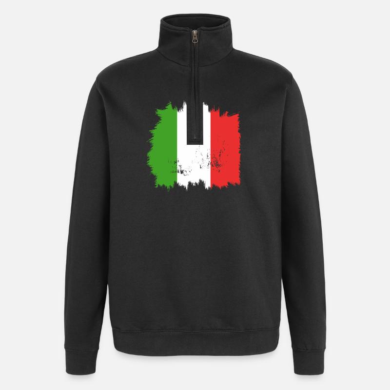 Italien Flagge - Quarter-Zip-Sweatshirt - Schwarz