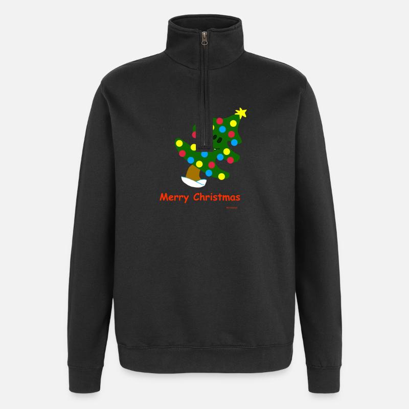 Weihnachtsbaum / Christmas Tree - Quarter-Zip-Sweatshirt - Schwarz
