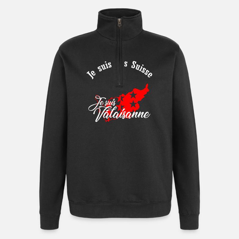 Je suis Valaisanne - Sweat à zip 1/4 - noir