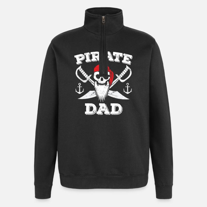 Piratenvater - Quarter-Zip-Sweatshirt - Schwarz