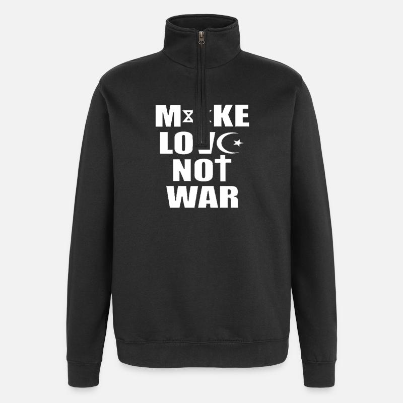 Faire l'amour sans guerre - Sweat à zip 1/4 - noir