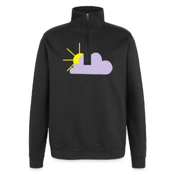 Sonne sieht hinter der Wolke hervor - Quarter-Zip-Sweatshirt - Schwarz - Vorne - AI Model Female 172 light (172cm) & AI Model Male 178 dark (178cm)