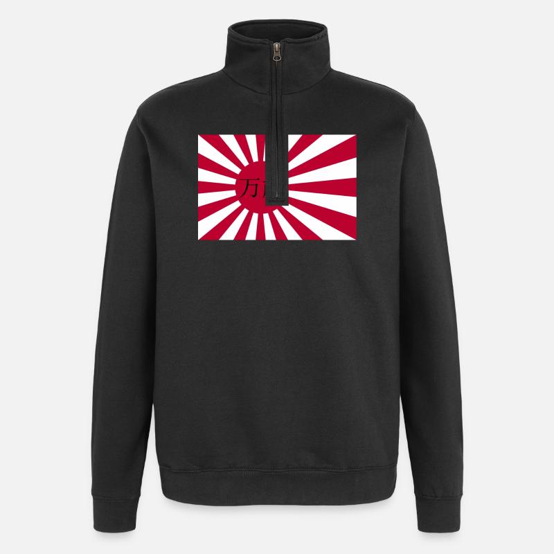 Drapeau japonais de la marine - Sweat à zip 1/4 - noir