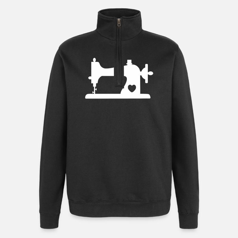 Sewing machine with heart - Quarter-Zip Sweatshirt - black