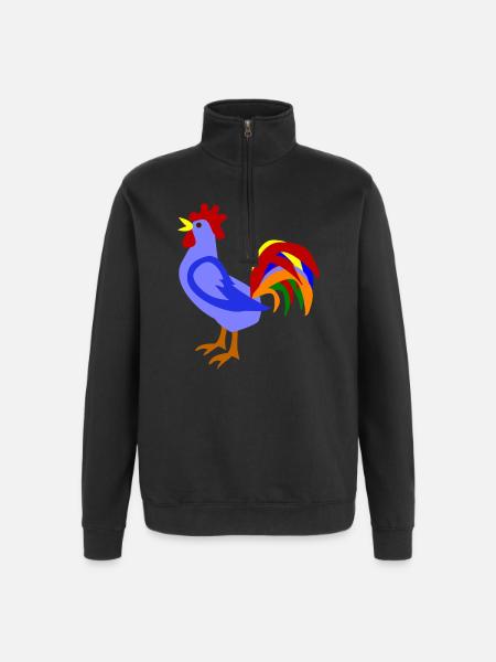 Farbenfroher Hahn im Kunstdesign - Quarter-Zip-Sweatshirt - Schwarz