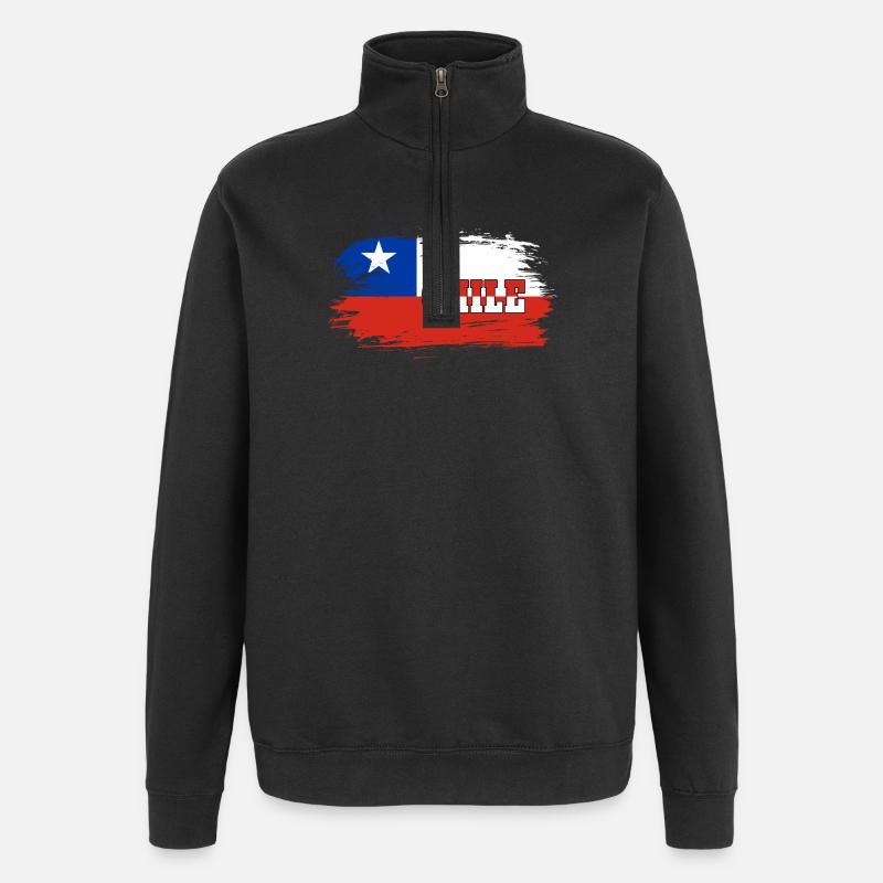 Drapeau chili / Cadeau drapeau national - Sweat à zip 1/4 - noir