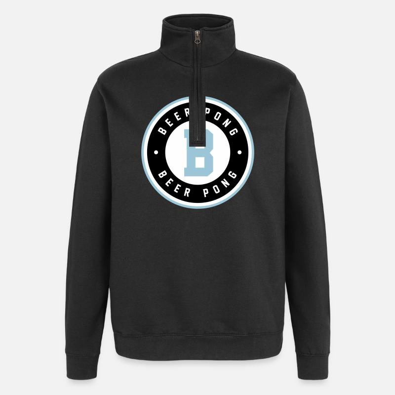 Logo bleu du badge Beer Pong - Sweat à zip 1/4 - noir