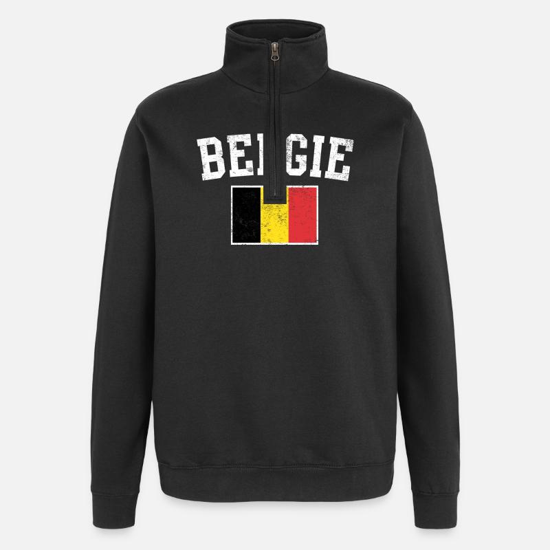 Belgian Flag Bold Letters - Quarter-Zip Sweatshirt - black