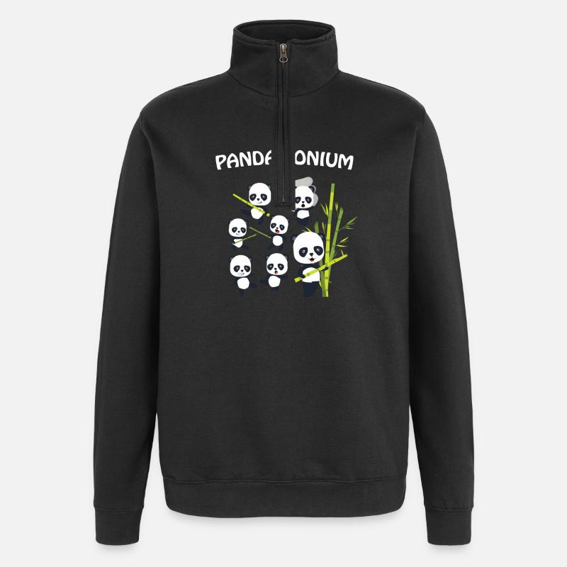 Panda - Quarter-Zip-Sweatshirt - Schwarz