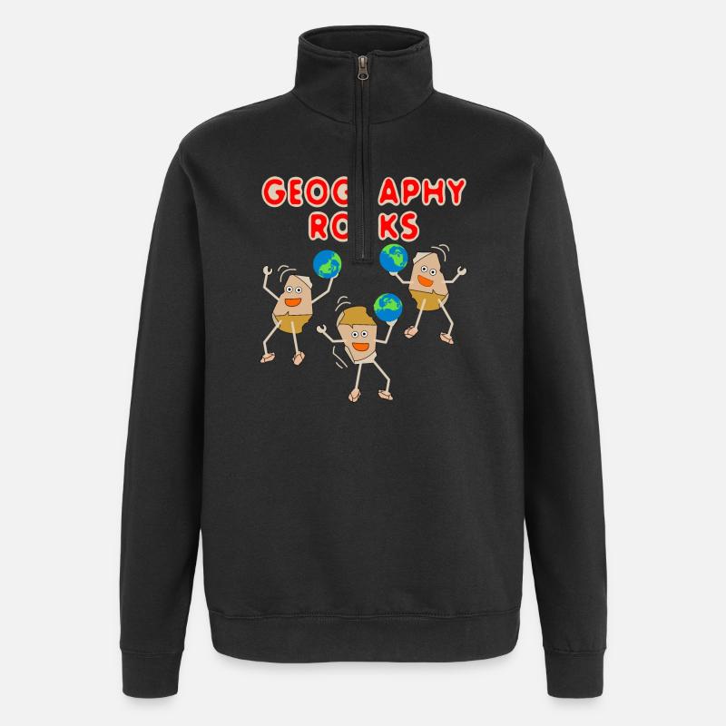 Trois rochers de géographie - Sweat à zip 1/4 - noir