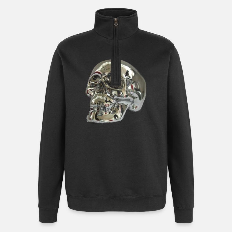 Silver skull - Quarter-Zip Sweatshirt - black