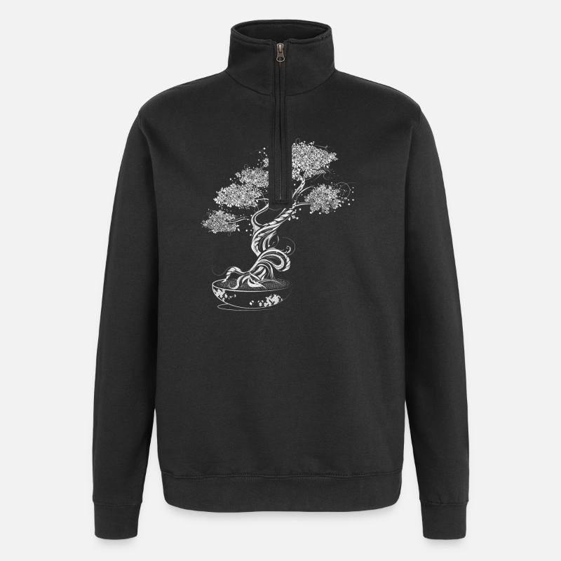 Bonsai Baum - Quarter-Zip-Sweatshirt - Schwarz