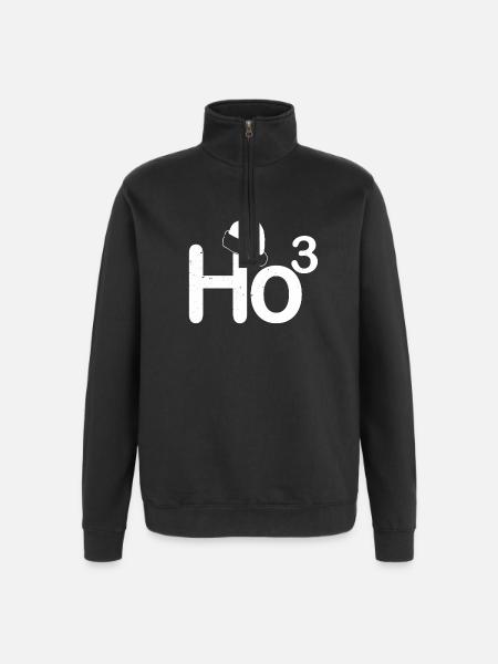 Ho3 Weihnachtslogo mit Mütze - Quarter-Zip-Sweatshirt - Schwarz