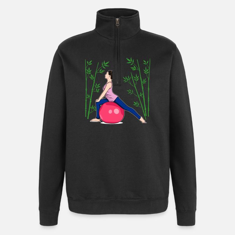Pilates Übung Fitness Training Workout - Quarter-Zip-Sweatshirt - Schwarz
