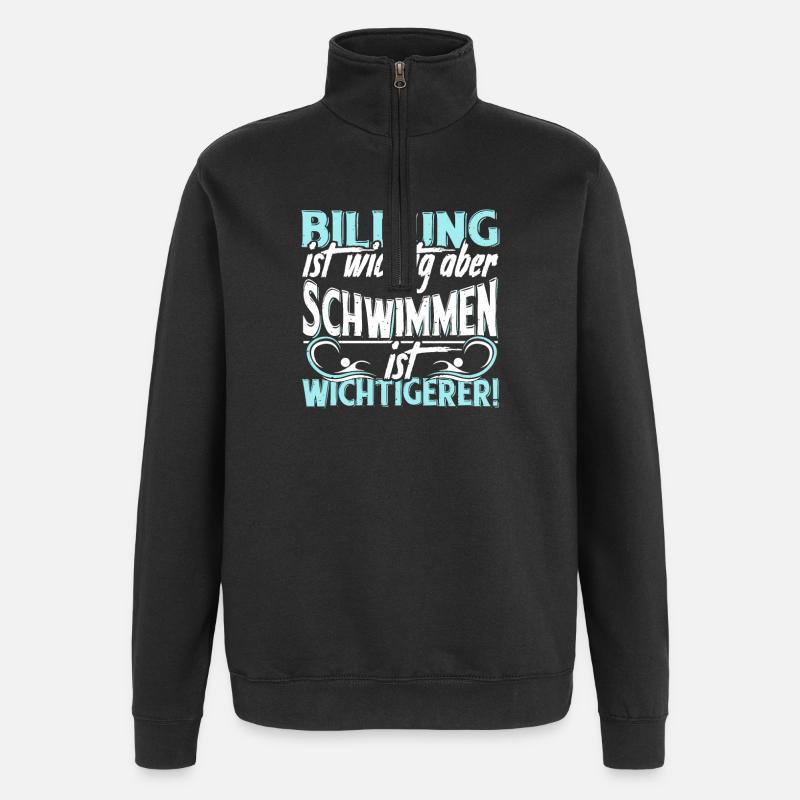Schwimmen - Quarter-Zip-Sweatshirt - Schwarz