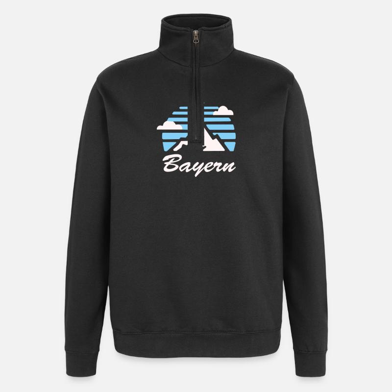 Bayern, Berge, , Geschenk - Quarter-Zip-Sweatshirt - Schwarz