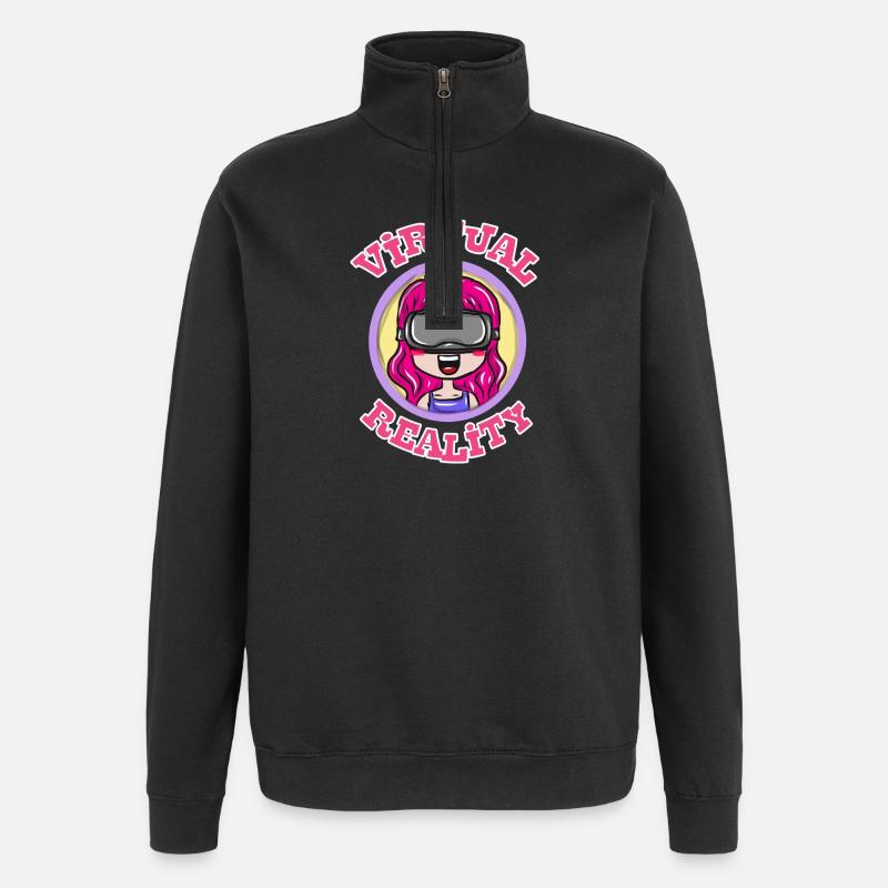 Game Zocken Geschenk - Quarter-Zip-Sweatshirt - Schwarz