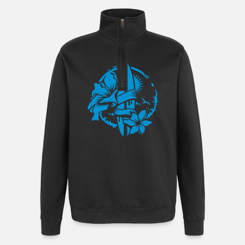 A surfboard with blossoms - Quarter-Zip Sweatshirt - black