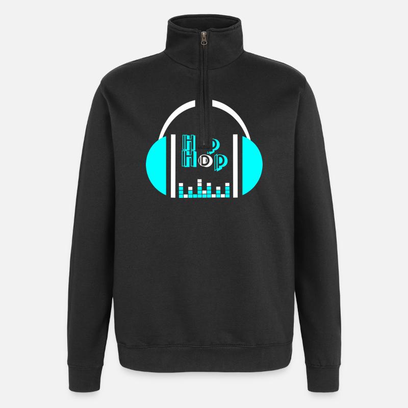 Neonkopfhörer mit Equalizer-Design - Quarter-Zip-Sweatshirt - Schwarz