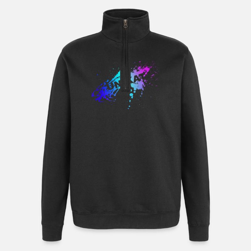 UNIKAT - Quarter-Zip-Sweatshirt - Schwarz
