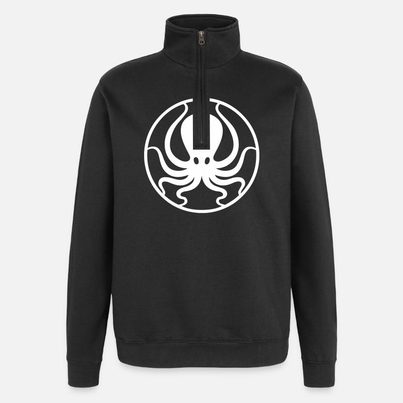 Octopus in a circle - Quarter-Zip Sweatshirt - black