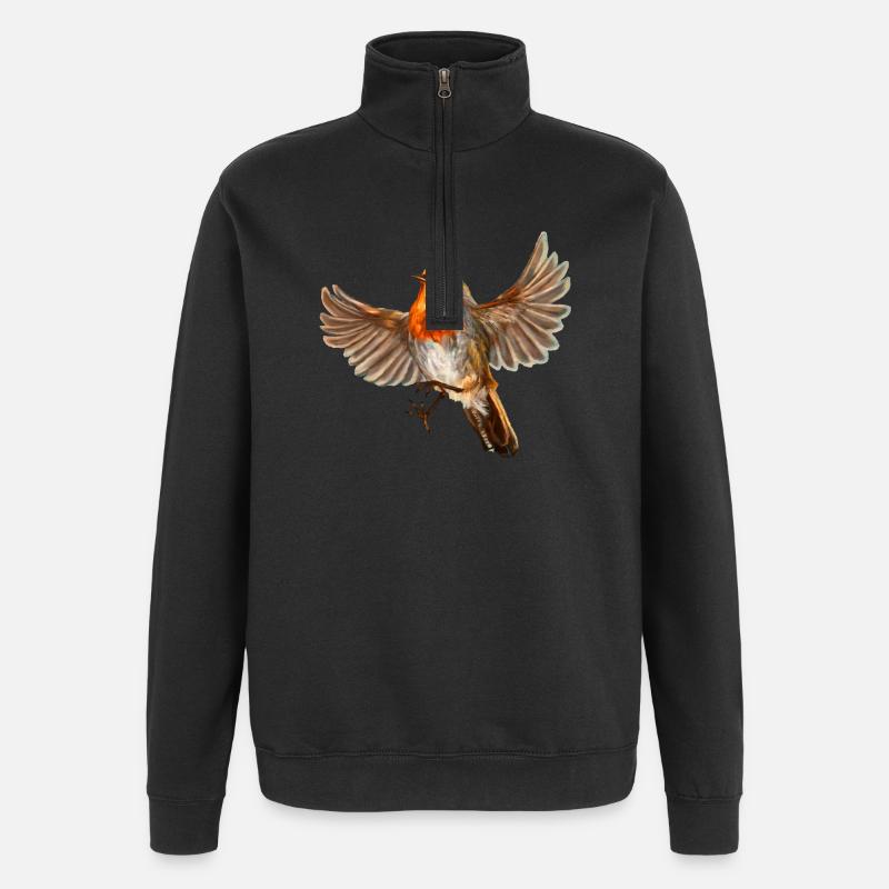 robin bird - Quarter-Zip Sweatshirt - black