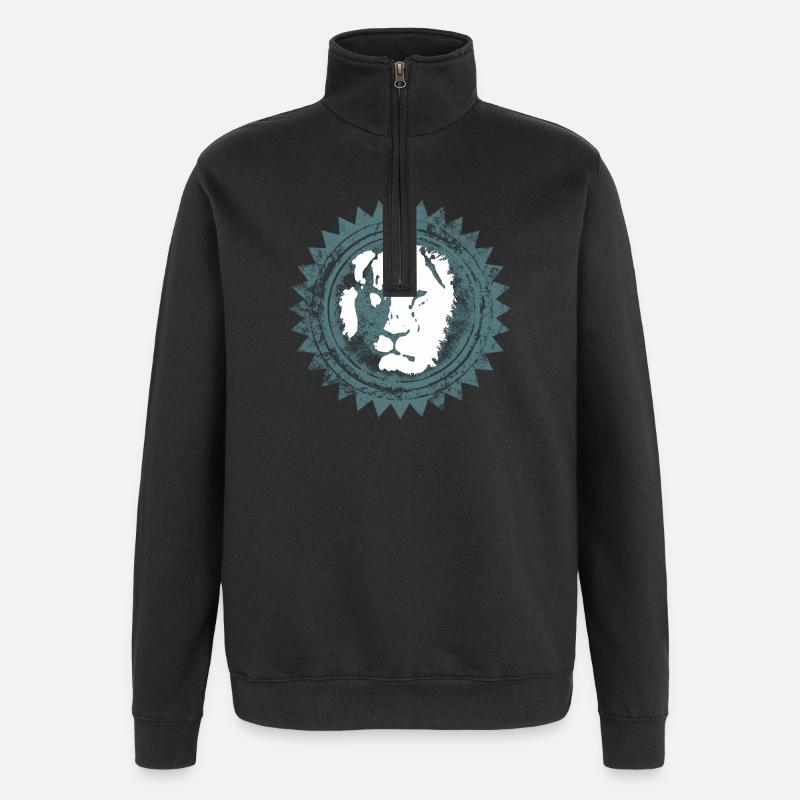 Löwenkopf Reggae Design - Quarter-Zip-Sweatshirt - Schwarz