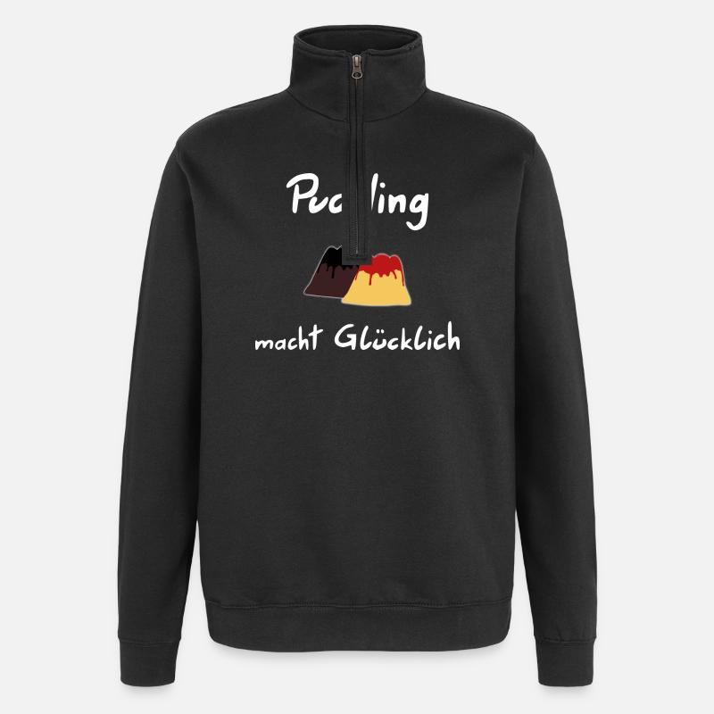 Pudding makes you happy - Quarter-Zip Sweatshirt - black
