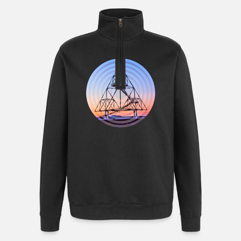 Tetraeder Kreise - Quarter-Zip-Sweatshirt - Schwarz