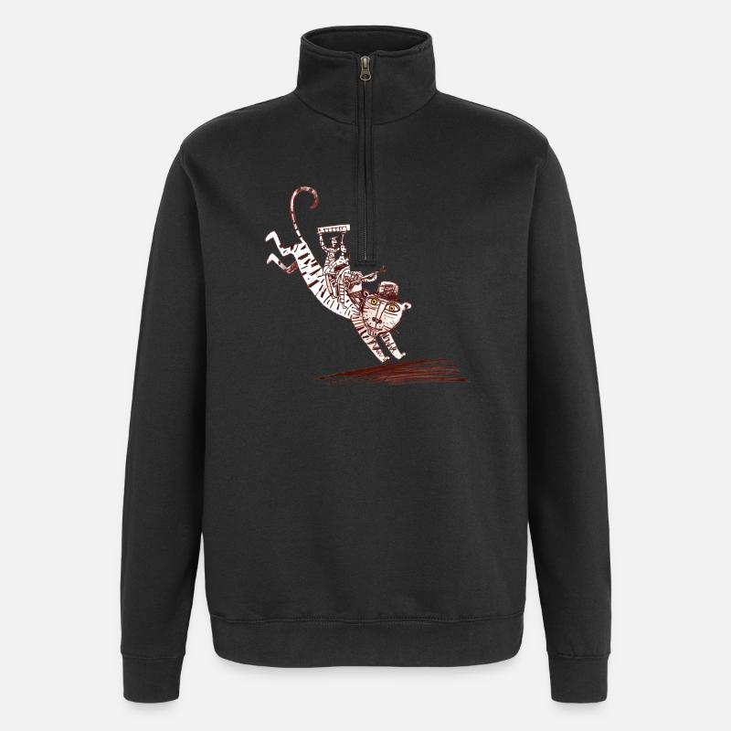 Katzenkarawane mit Pop Band - Quarter-Zip-Sweatshirt - Schwarz