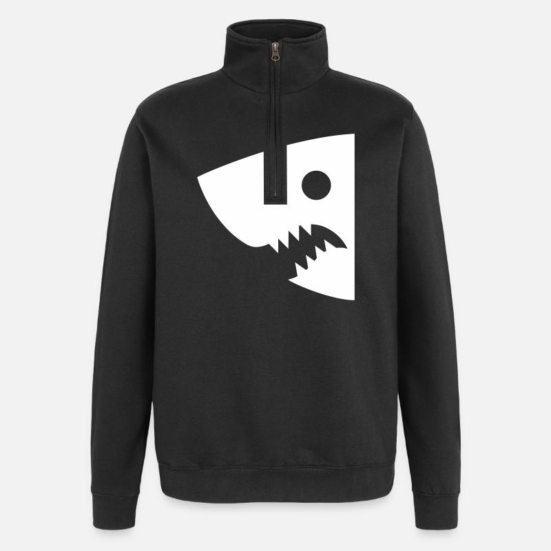 Tête de requin - Sweat à zip 1/4 - noir