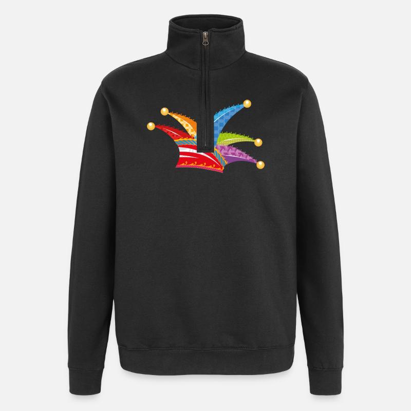knallbunte Narrenkappe - Quarter-Zip-Sweatshirt - Schwarz
