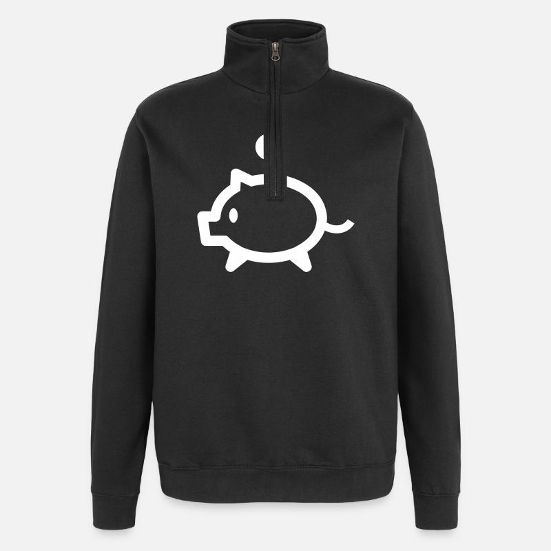 Tirelire avec pièce - Sweat à zip 1/4 - noir