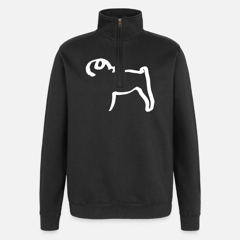 Linienmops - Quarter-Zip-Sweatshirt - Schwarz