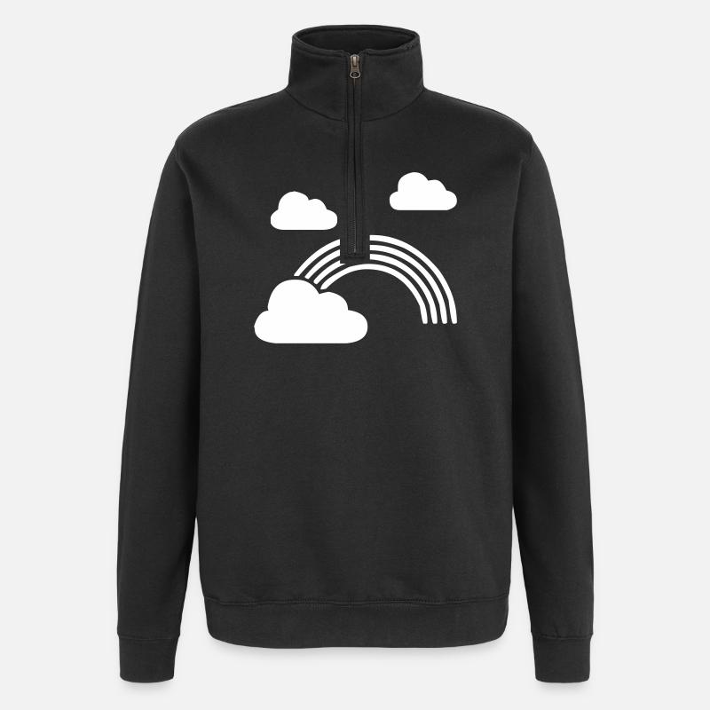 Arc-en-ciel avec nuages - Sweat à zip 1/4 - noir
