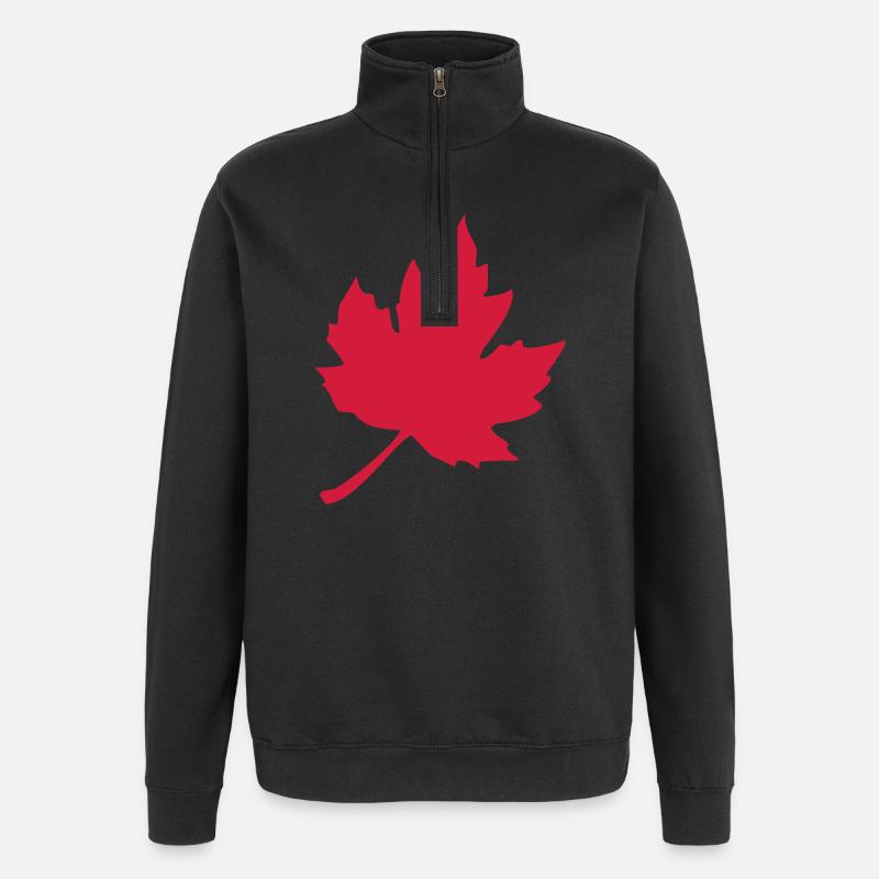 maple leaf - Quarter-Zip Sweatshirt - black