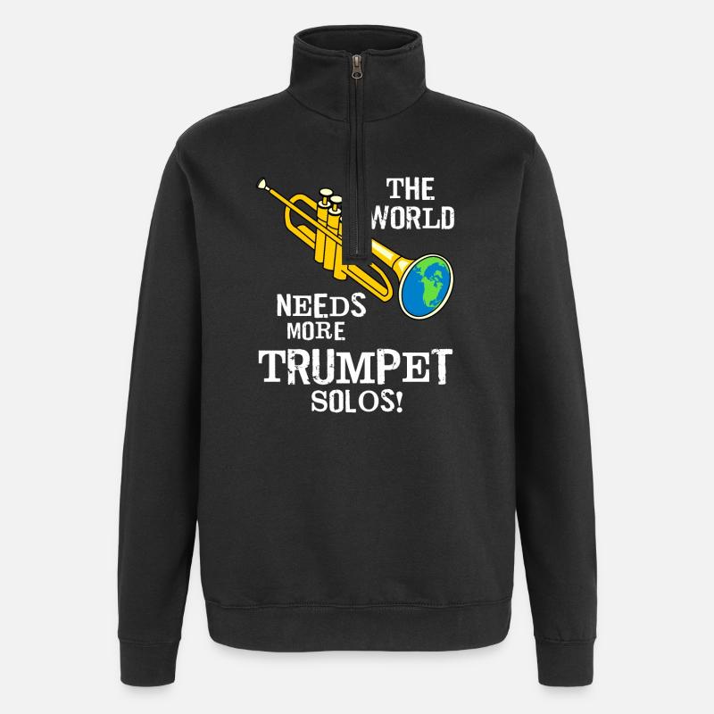 Trompete Solos Weißer Text - Quarter-Zip-Sweatshirt - Schwarz