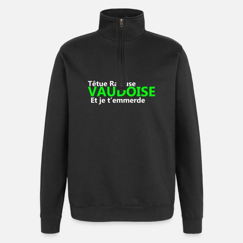 Stubborn grumpy Vaudoise - Quarter-Zip Sweatshirt - black