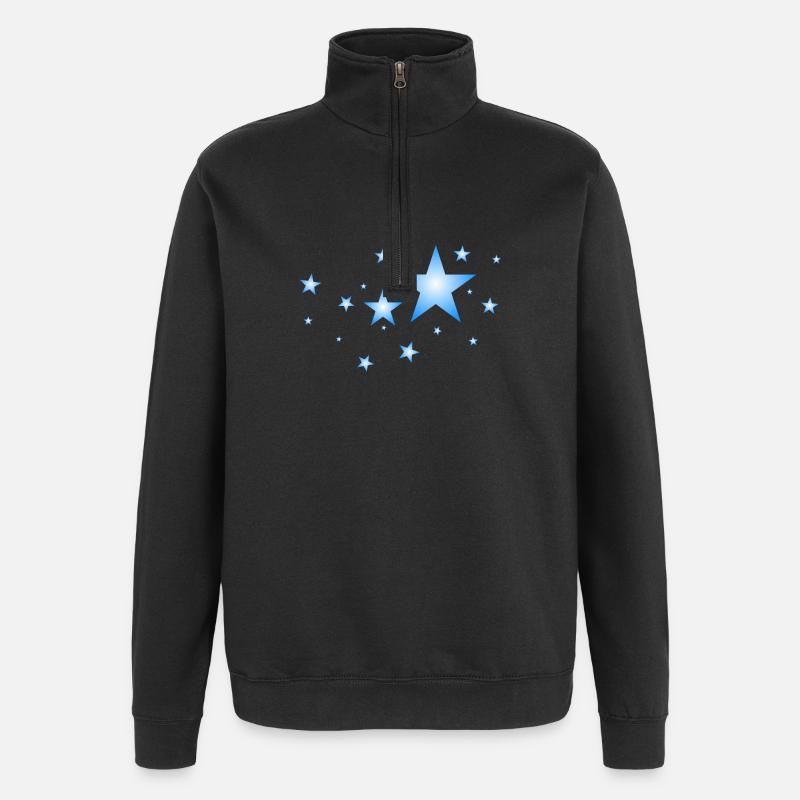 Sterne in Blau - Quarter-Zip-Sweatshirt - Schwarz