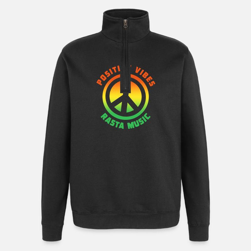 Ondes positives Rastamusic Paix - Sweat à zip 1/4 - noir