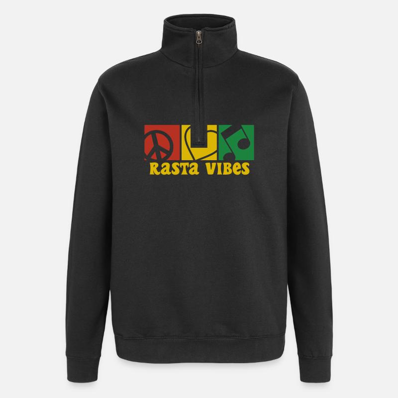 RASTA VIBES - Sweatshirt med 1/4 lynlås - sort