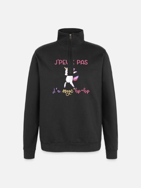 Ich kann nicht zaubern. - Quarter-Zip-Sweatshirt - Schwarz