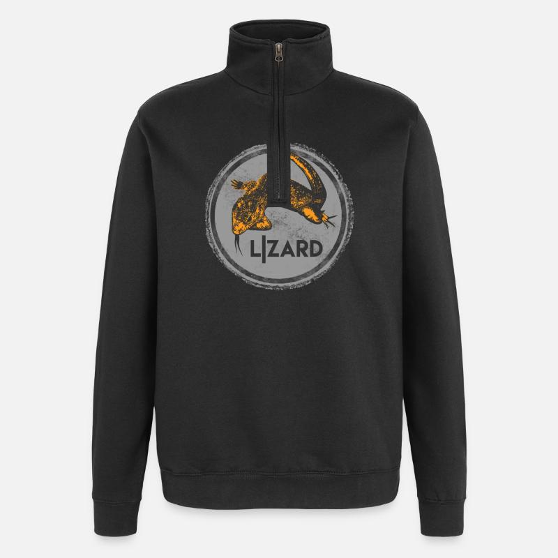 Creative Lizard Illustration Print - Quarter-Zip Sweatshirt - black