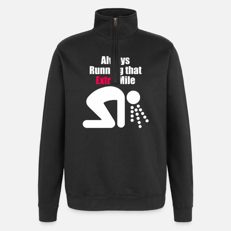 Immer Extra-Meilen-Witziges Läuferhemd - Quarter-Zip-Sweatshirt - Schwarz