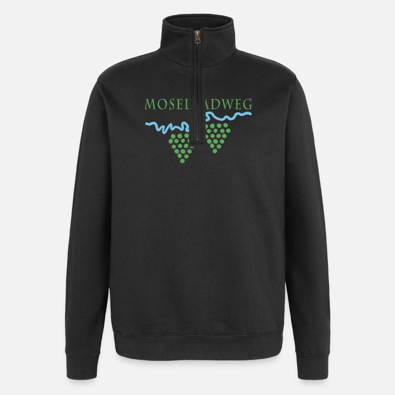 Moselradweg Traubenlinie - Quarter-Zip-Sweatshirt - Schwarz